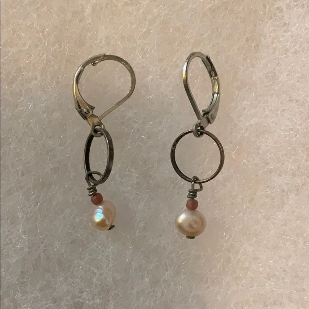 Silver & Pearl Pink Earrings